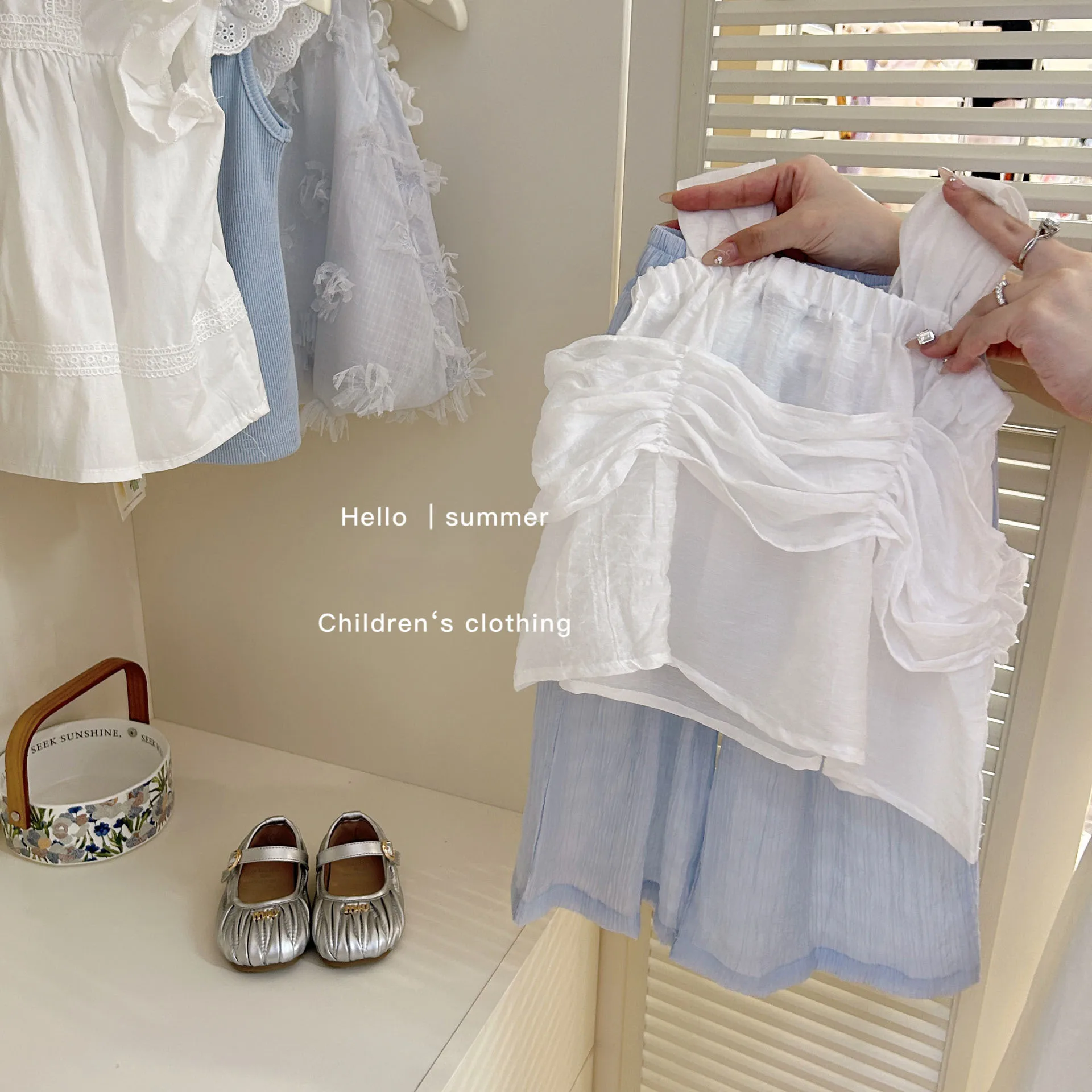 Girls Suits Korean Girls Clothing Fashion Western-style Suit Summer Girls Halter Vest Children Wide-leg Pants Two-piece Set