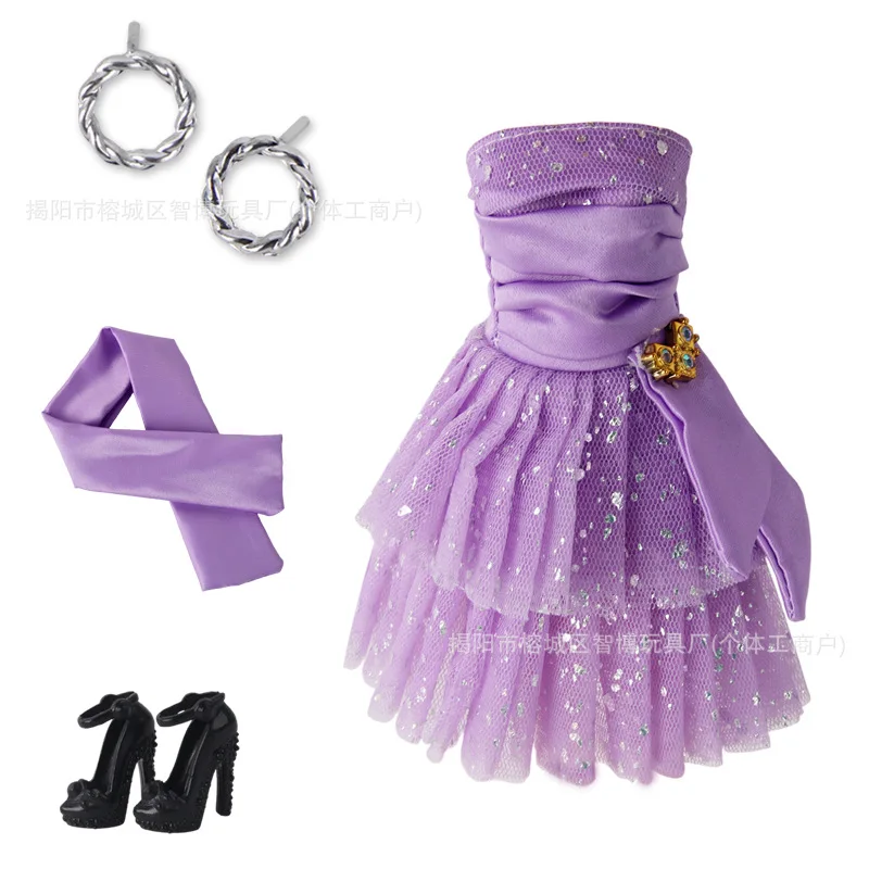 Sweet Dreamy Pink/Purple Sequinned Cake Princess Dress Fashion Evening Gown For 1/6 Babi Xianxian Supermodel Doll Clothes Parts view 3