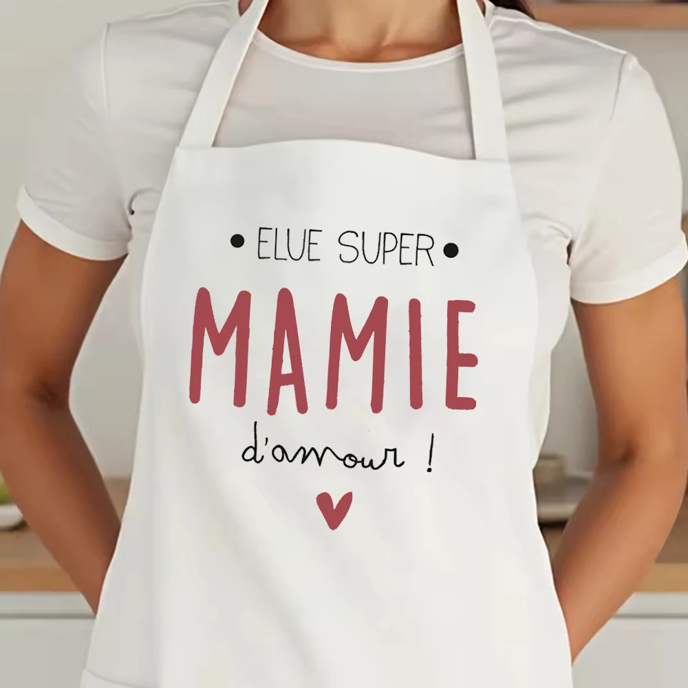 Elected Super Loving Granny Printed Women Apron Grandma Pocket for Cooking Baking Aprons Holiday Birthday Gift for Grandmother