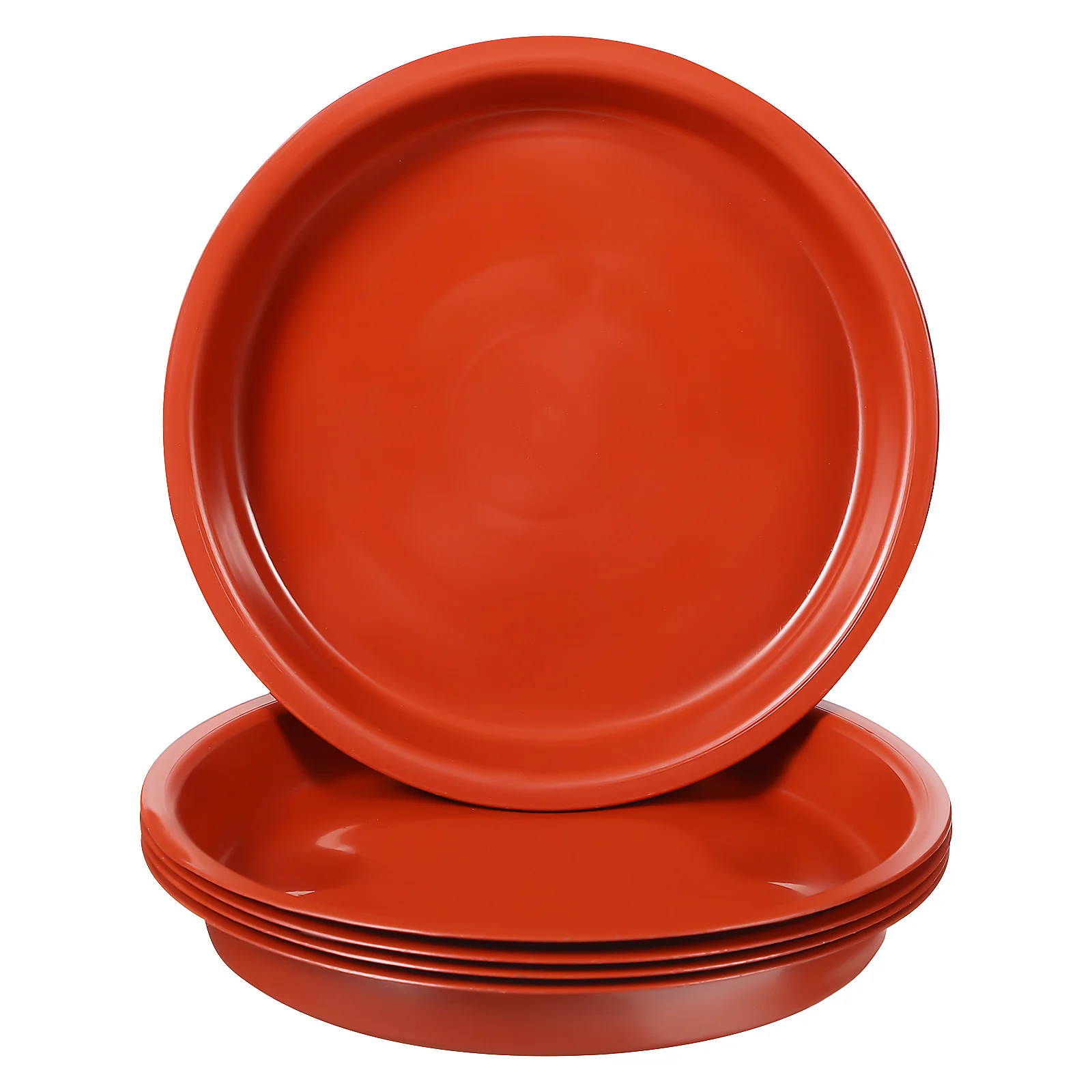 

5 Pcs Plastic Flower Pot Saucers Red Round Drip Trays Stable Bottom Plates for Use Protects Surfaces 160 Size