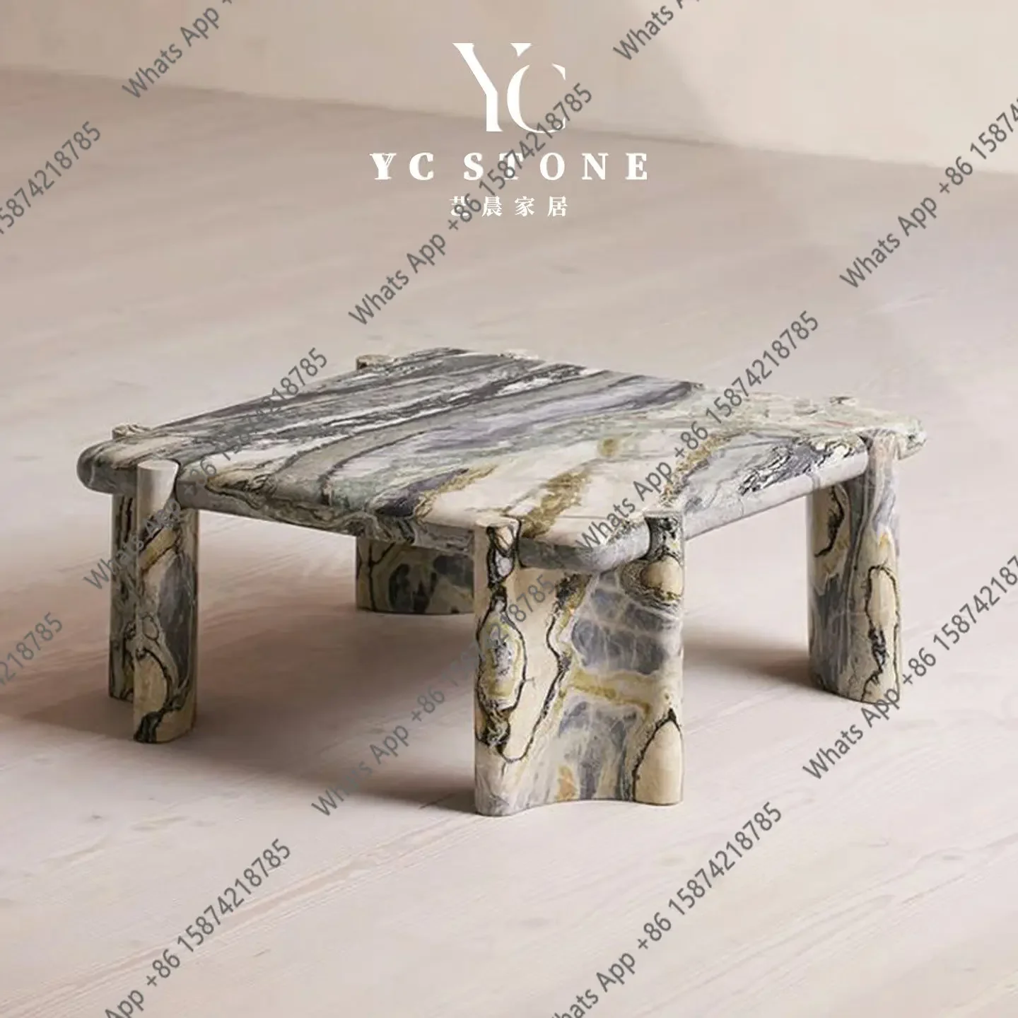 O Modern Simple Natural Marble Coffee Table Light Luxury Art Design Coffee Table High-end Luxury Stone Custom Model