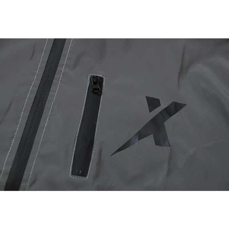 سترة عاكسة كاملة للرجال والنساء لركوب الدراجات سترة واقية بقلنسوة للجري الليلي والسلامة والرياضات الخارجية للجنسين ملابس معطف واق من المطر مقاوم للرياح #5