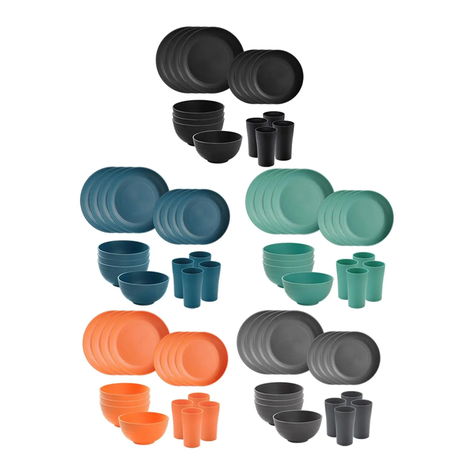 

16 шт. наборы столовой посуды, круглые сервизы для 4 матовых минималистичных неразрываемых тарелок, чашки для вечеринки, кухни, дома, кемпинга