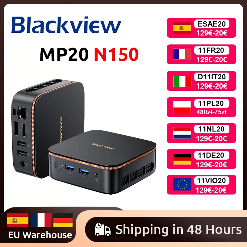 [Weltpremiere] Blackview MP20 NEUER Mini-PC Windows 11 PC Intel N150 16 GB (Unterstützung max. 32 GB) DDR4 512 GB SSD 4K UHD WIFI 6 BT5.2