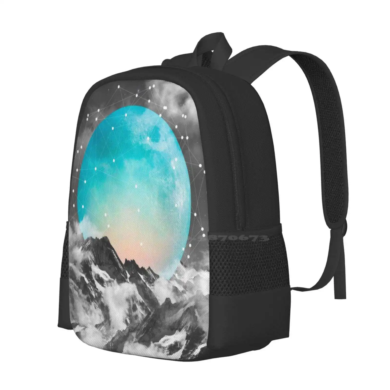 It Seemed To Chase The Darkness Away Pattern Design Bagpack School Bags Snow Mountains Snow Covered Mountains Night Stars