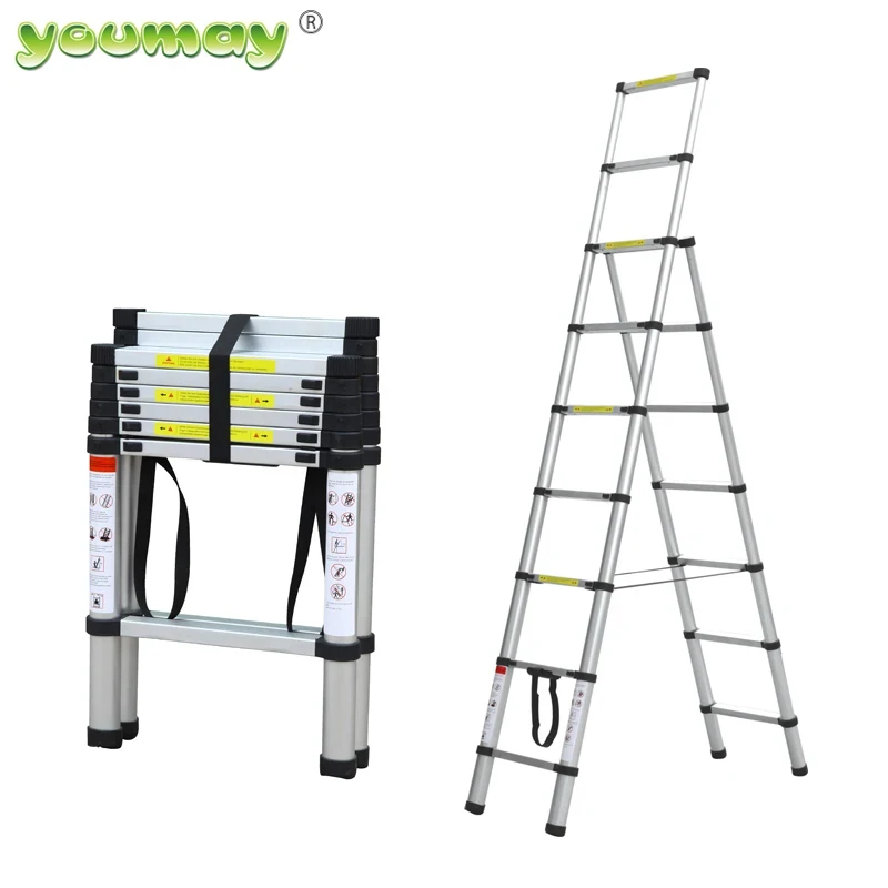 custom.Aluminum Folding Adjustable Portable Telescopic Ladder Aluminum Ladder AT0414A 2.6m 12.5FT