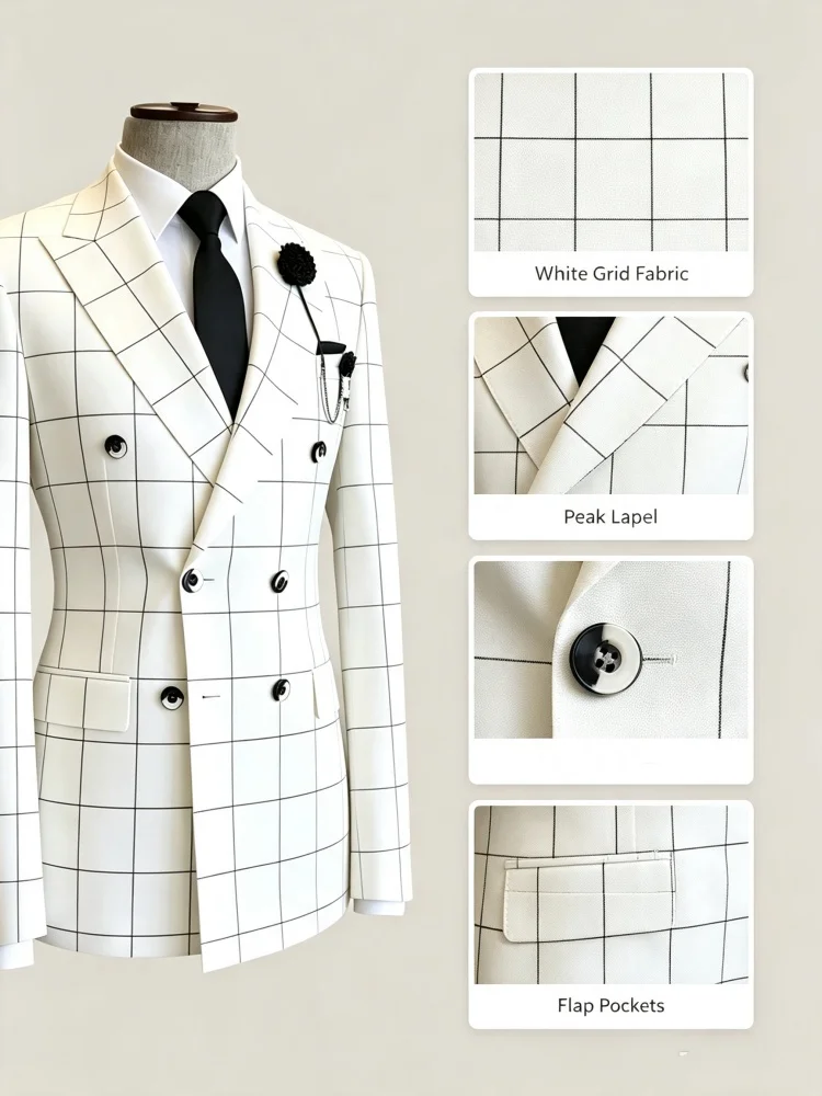 Men's Minimalist Casual Blazer Slim Fit Double Breasted High Quality Fashion Business Work Groom Wedding Party Man Jacket Coat