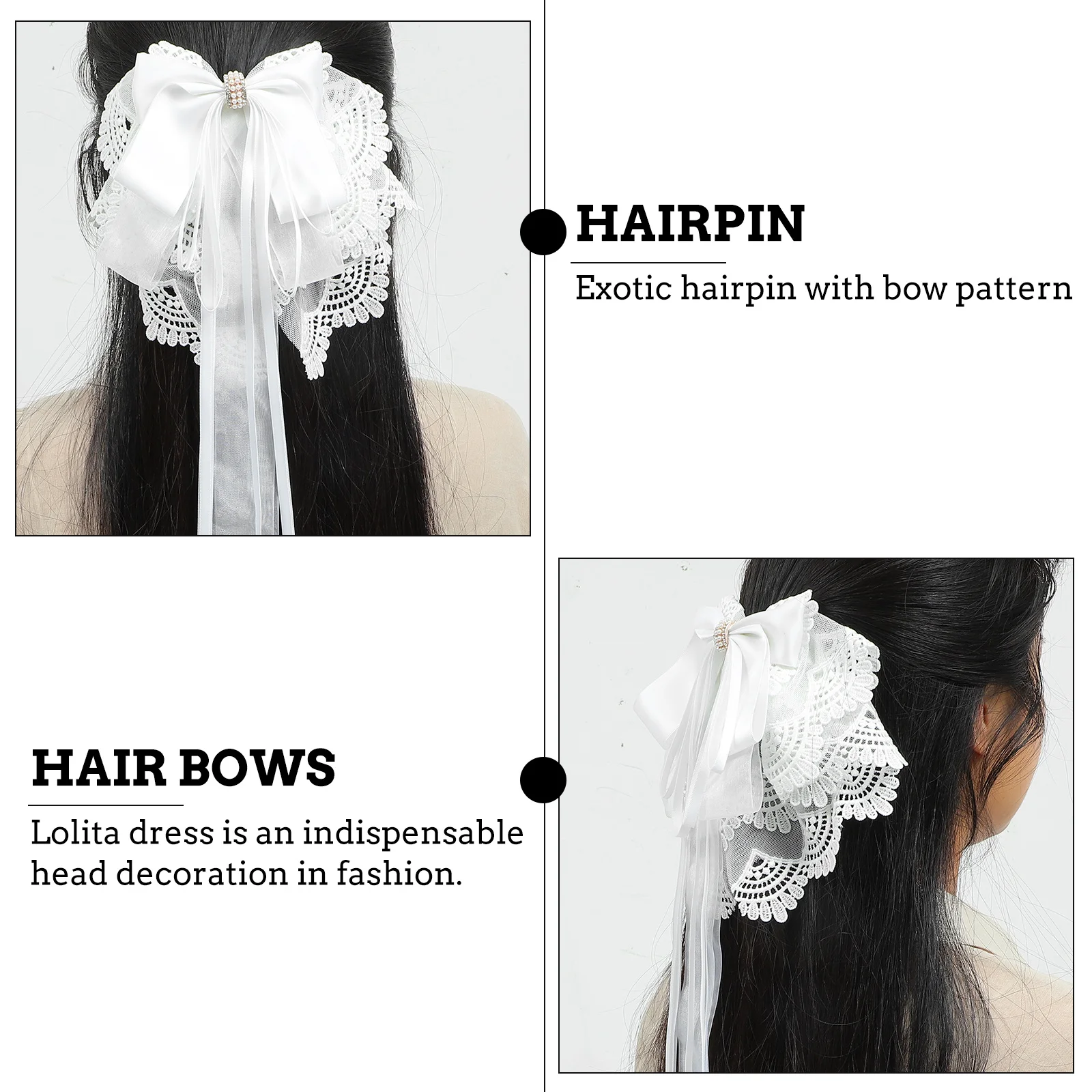 

Bow Knot Clip Bows Barrettes Non-Slip Hair Non-Slip Barrette Grip Lolita Hairpins Hairstyle Holder Hair Bows