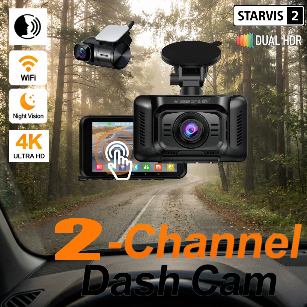 HUPEJOS 4K 2CH Dash Cam Front And Rear STARVIS 2 DualHDR,4