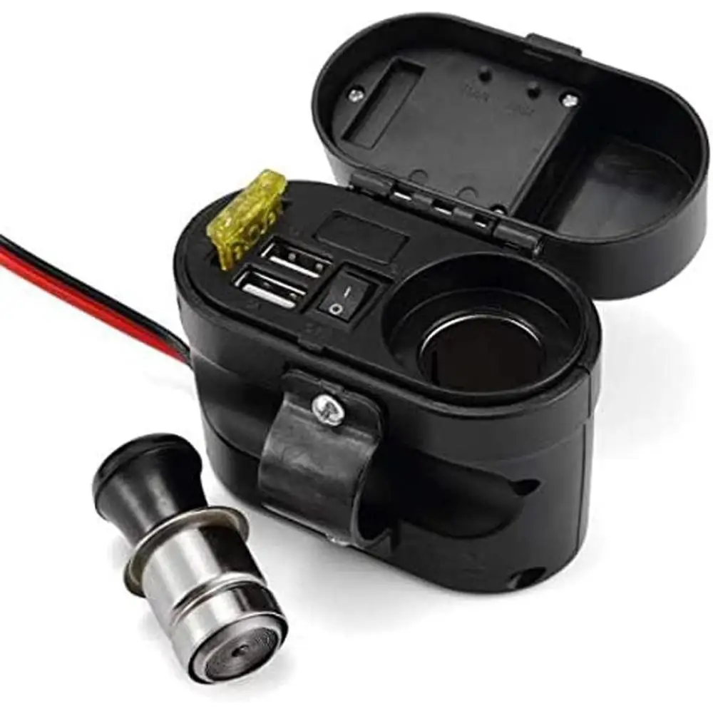 

12V 24V Motorcycle Phone MP3 Universal Switch Dual USB Charger Cigarette Lighter Power Lighter Socket for motorcycles vehicles