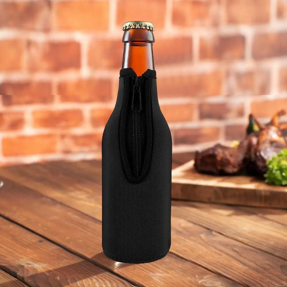 Reusable Beer Cooler Sleeve Zipper Beer Cooler Neoprene Beer Bottle Insulator Sleeves Set of 4 Reusable Zip-up for Wine