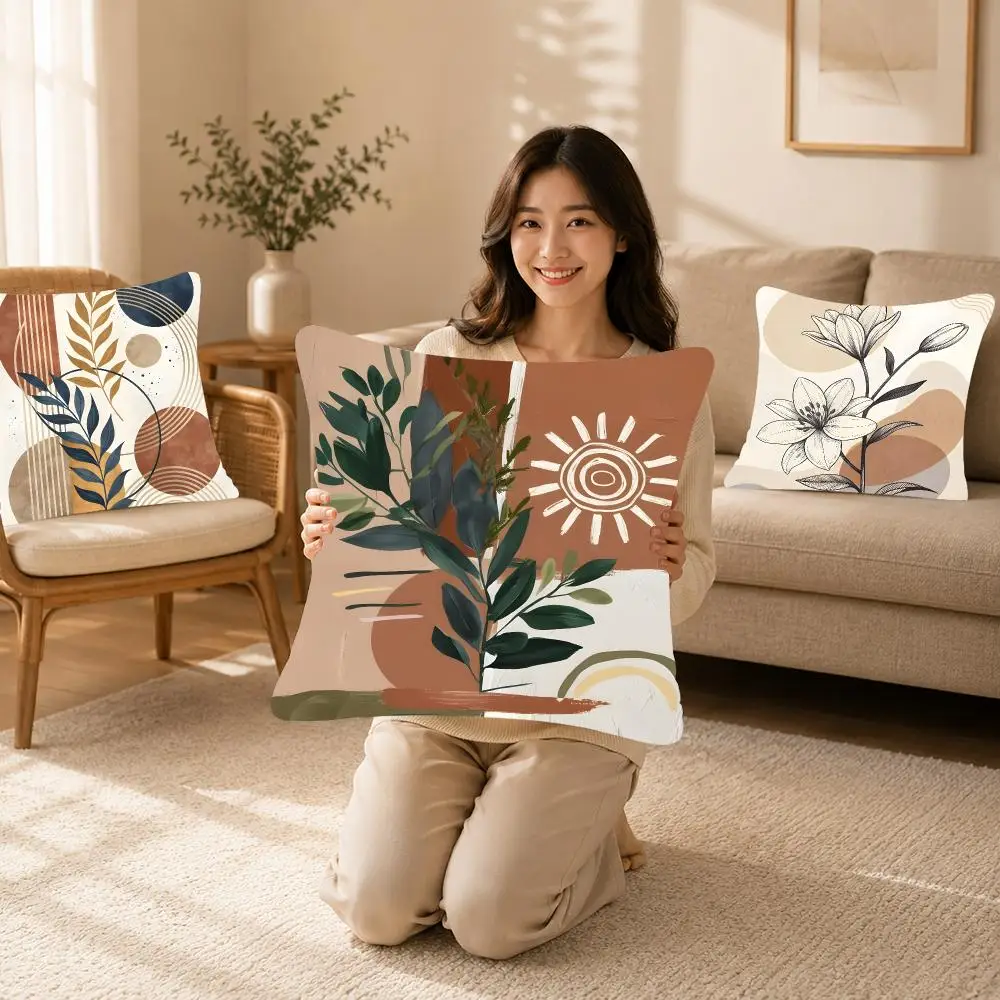 Art Style Abstract Bohemian Cushion Cover Bedroom bed reading backrest cushion Festive plush holiday Soft plush throw
