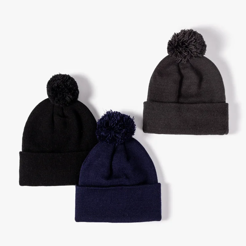 Winter Hats for Women Beanie Fashion Pompon Knitted Hat Autumn and Winter Outdoor Thick Woolen Hat All-match Cold Hat Men's Hat