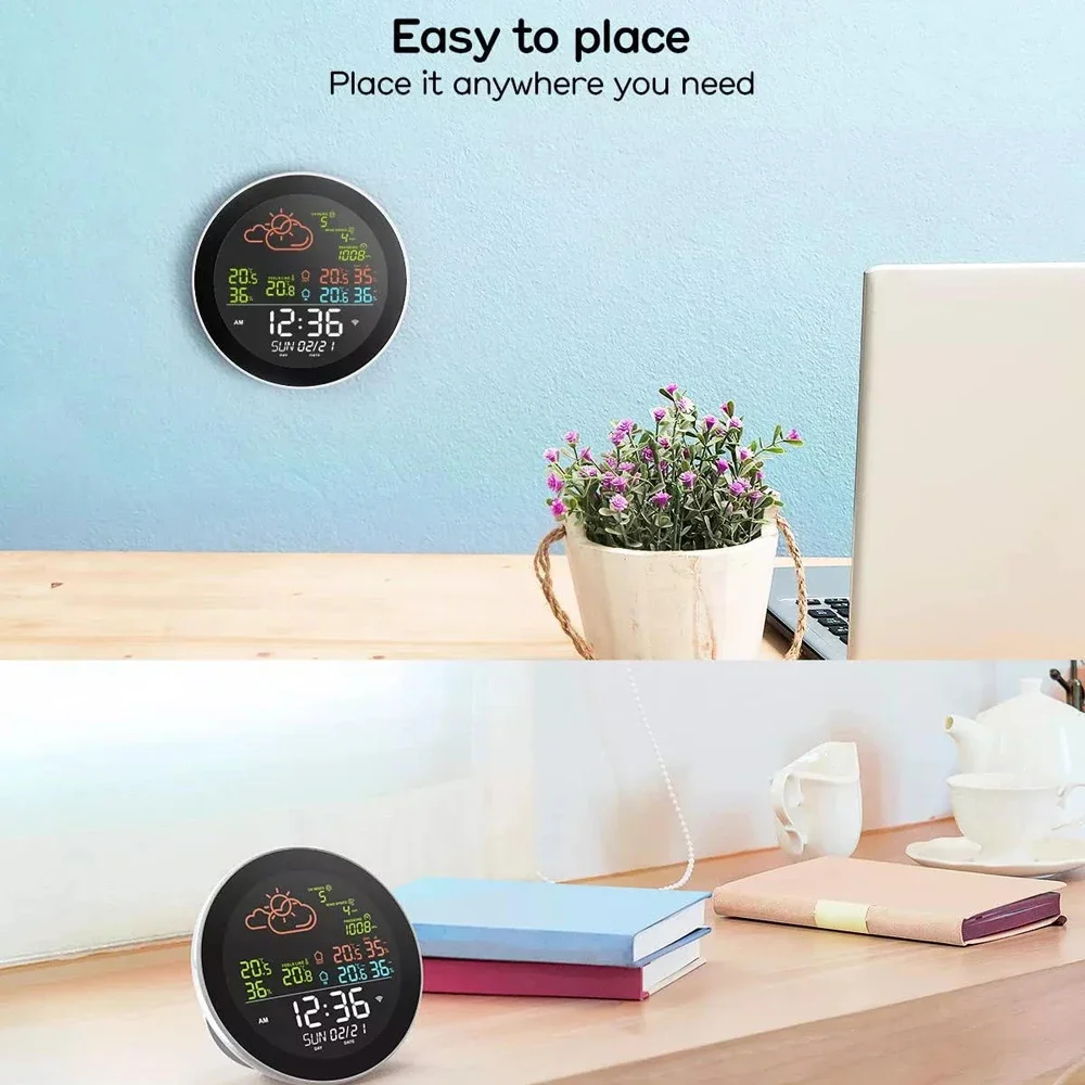 WIFI محطة الطقس اللاسلكية الرقمية توقعات المنزل درجة الحرارة داخلي ميزان الحرارة في الهواء الطلق التطبيق التحكم عن بعد سجل الرطوبة #2