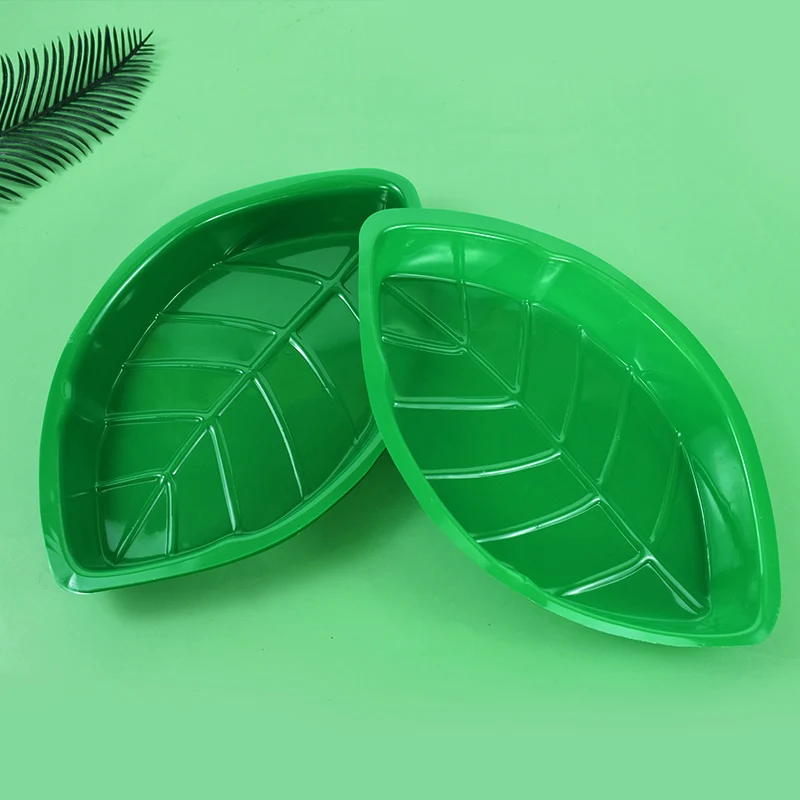 6Pcs Green Palm Leaf Plate Popcorn Plate Summer Luau Birthday Party Decorations Hawaiian Aloha Theme Party Candy Cookies Plates