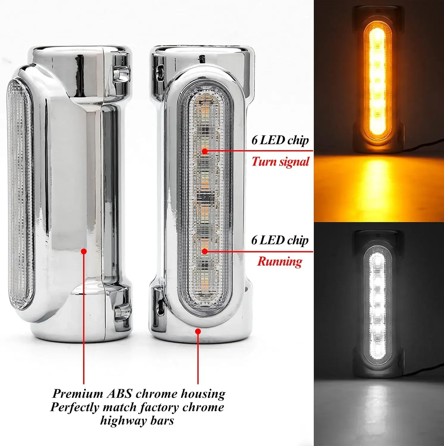 Motorcycle Highway Bar Lights Switchback Driving Light for Road King Street Glide Dyna Sportster, Victory Bikes