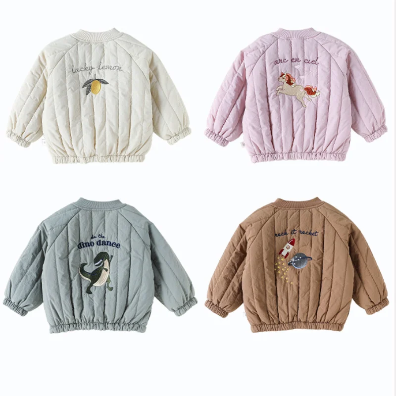 

Children's Coat 2025 Fall/Winter New Arrival Cartoon Fashion Thickened Warm Boys' Girls' Coat Cotton Crew Neck Cute Baby Jacket