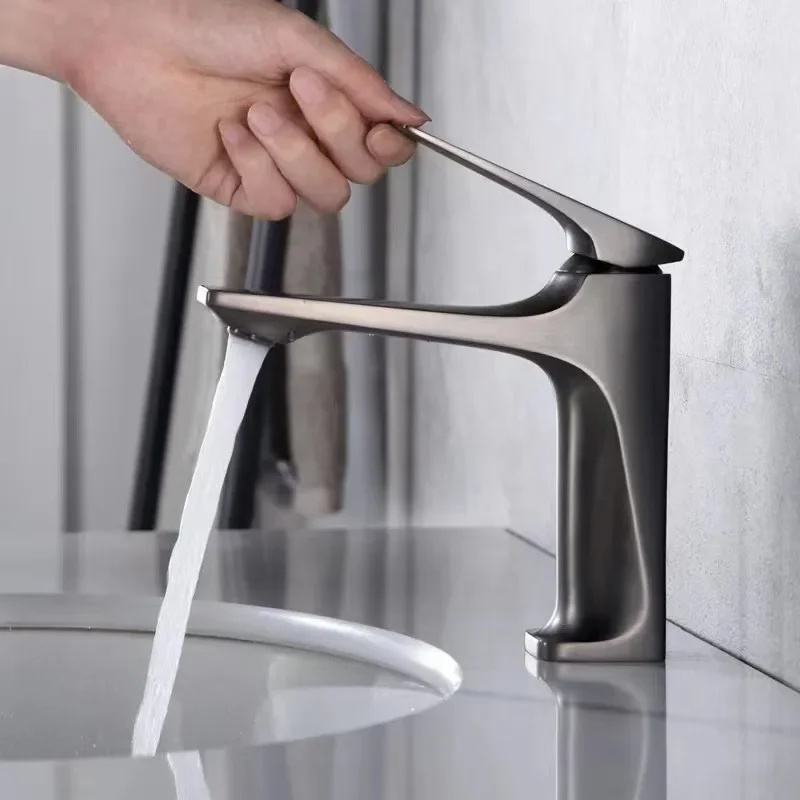 

Gun gray wash basin, dual use hot and cold water, bathroom counter basin, bathroom splash proof faucet