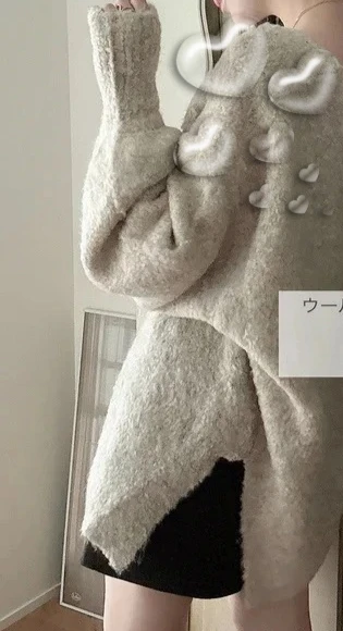 

Свитера с v-образным вырезом, топ в японском стиле, осень-зима, свободная вязаная рубашка, модный пуловер из пушистой шерсти, свитер для женщин