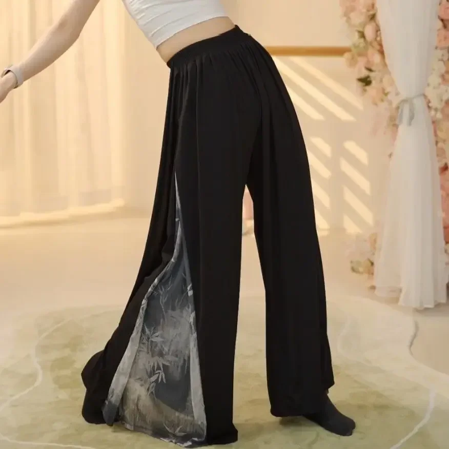 

Классические танцевальные костюмы для взрослых женщин, элегантные свободные широкие танцевальные брюки, современные танцевальные костюмы