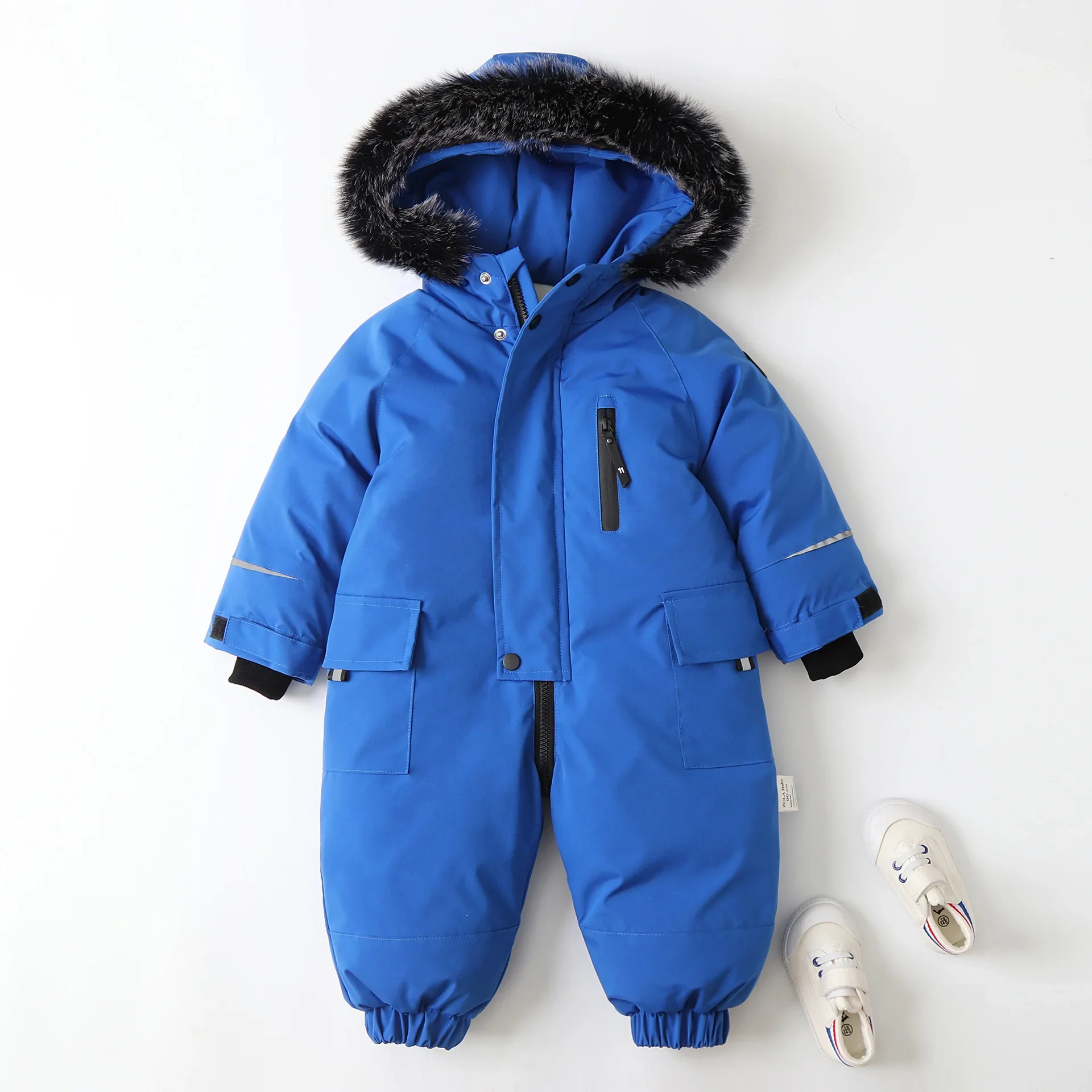 2025 Children Jumpsuits Thick Warm for Boys Baby Coat Winter Patchwork Color Hooded Baby Girl Romper Skiing Clothing