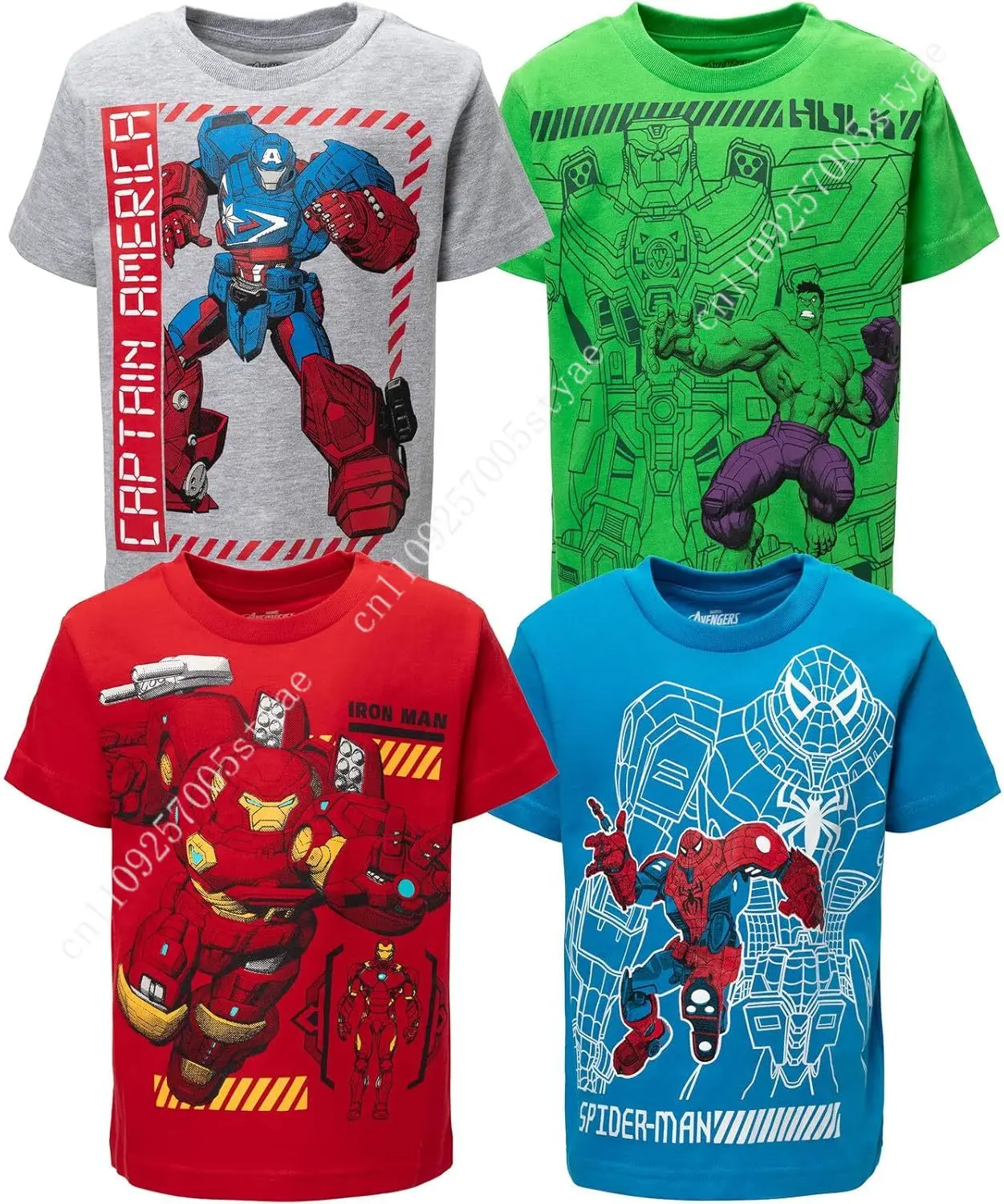 

Marvel 4 Pack Athletic T-Shirts Toddler To Big Kid Sizes (2T - 18-20)Cos play