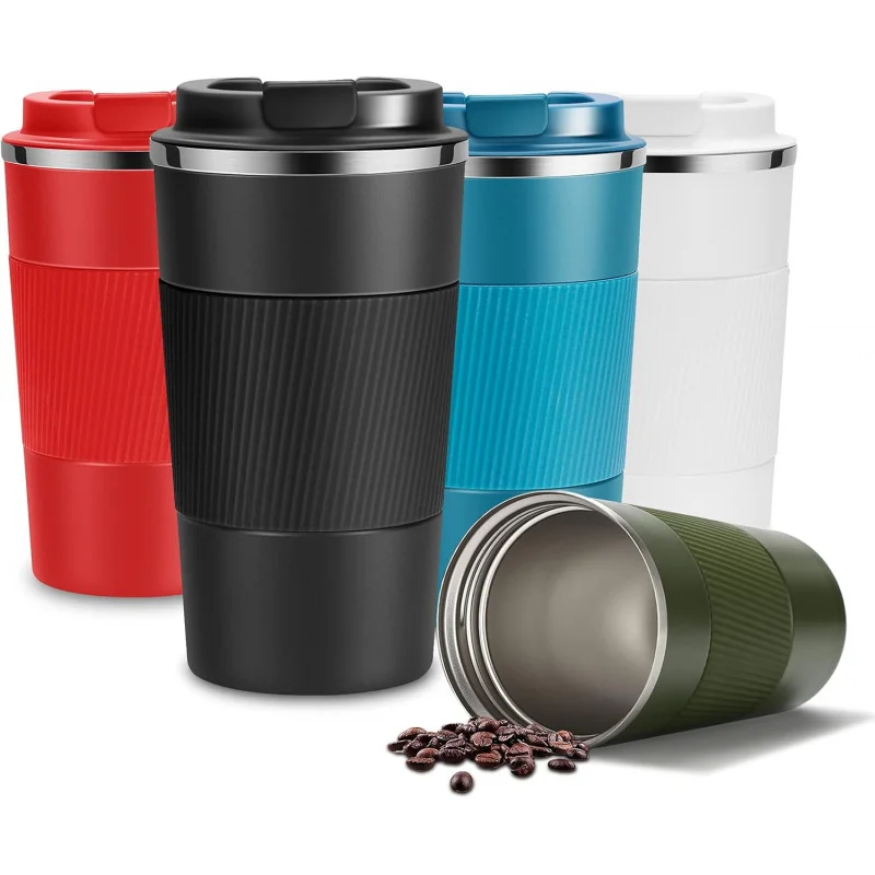 Taza de Café de Acero Inoxidable de 380ml/510ml, Termo, Garrafa Térmica, Copo Térmico, Caneca, Botella Aislada Antideslizante para Viajes en Auto