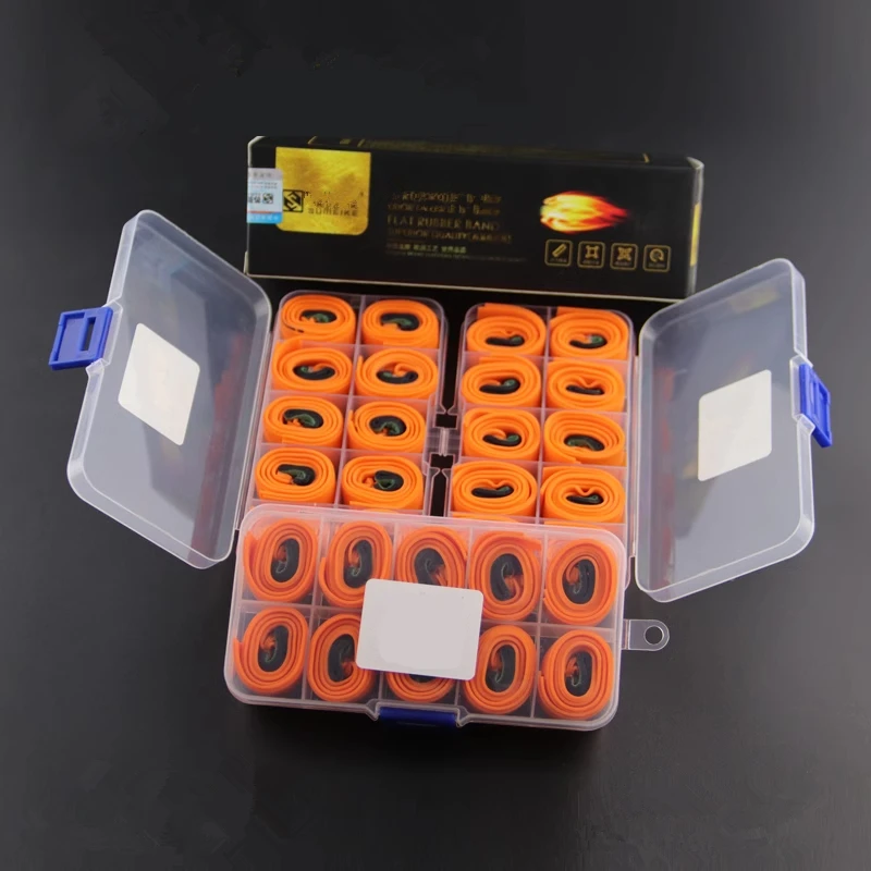 1 Box 10 Pairs of 0.75mm Wide Flat Rubber Bands with High Elasticity Long Pole Sling Shooting Rubber Bands Hunting Accessories