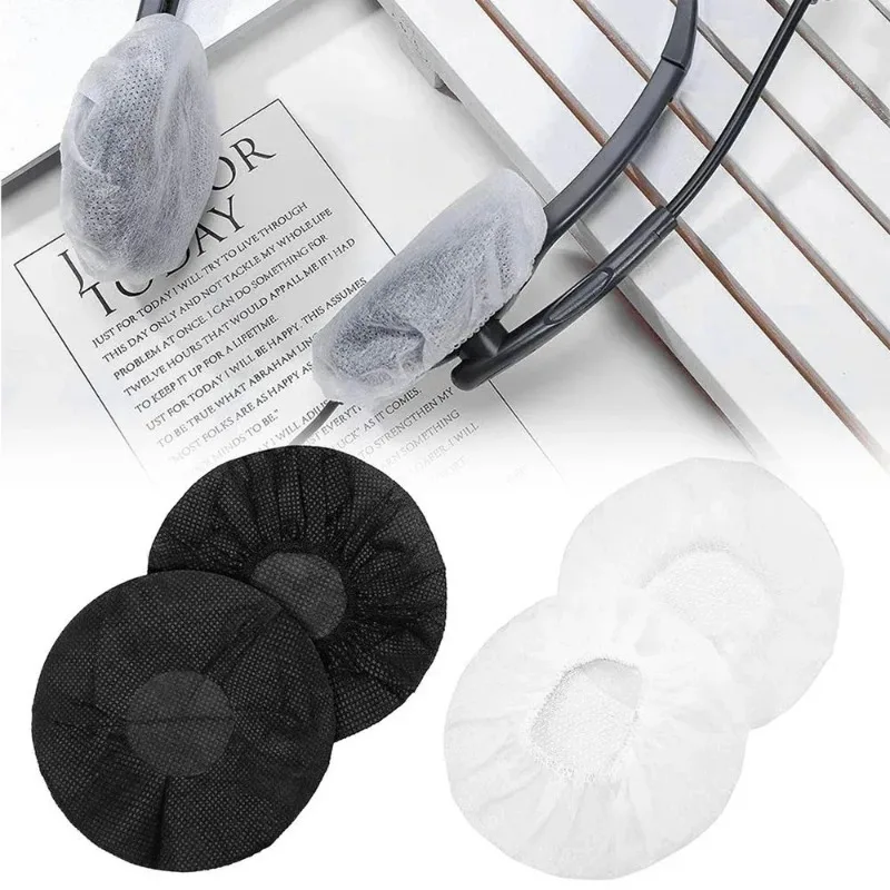 100Pcs Disposable Nonwoven Headphone Covers Breathable Germproof Odorless Moisture Proof Sweat Proof Portable for Large Earmuffs