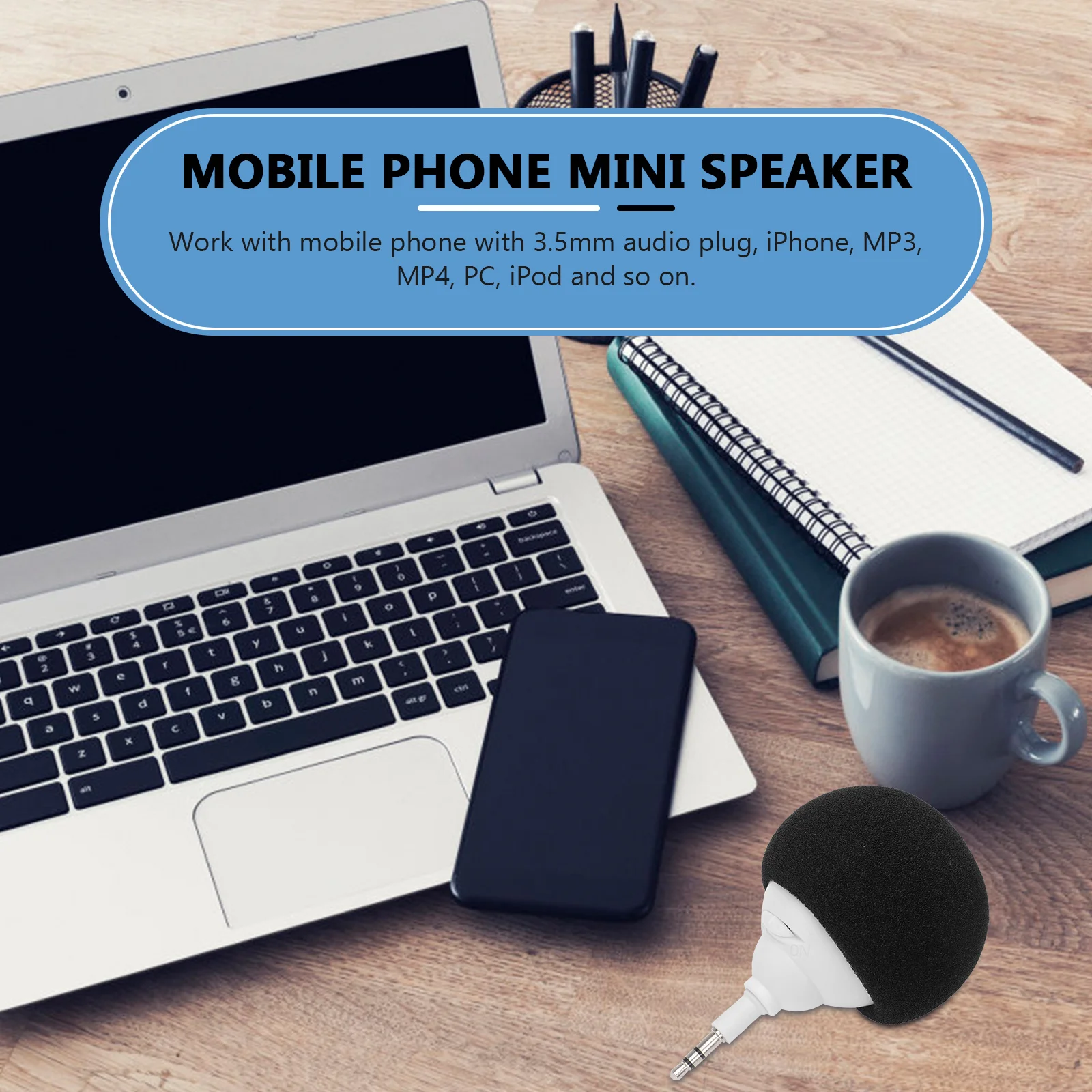 

Mini Speaker Blue 6*5*5Cm 3W Plastic Portable Sound Box For Smartphone 3 .5Mm Audio Jack 6H Rechargeable