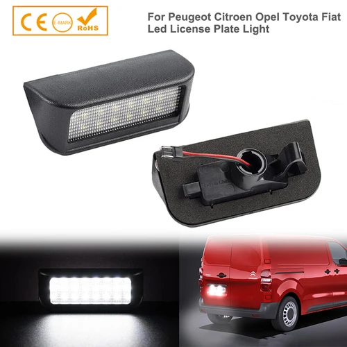 Imagen 1 del producto 2 lámparas de luz de matrícula Led blancas sin errores para Peugeot Expert Partner Rifter Traveler Ranch Citroen Berlingo
