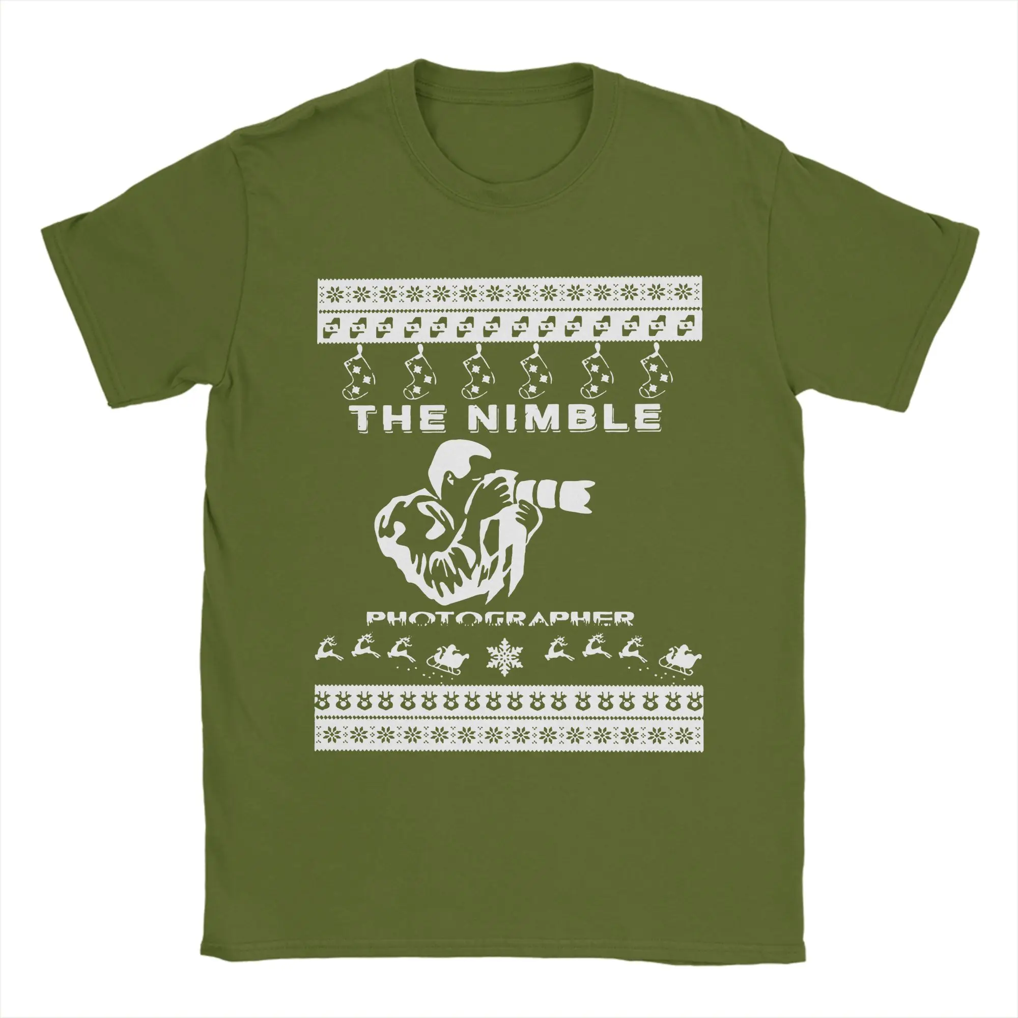 Hip Hop Ugly Merry Christmas Photographer T-Shirt For Men Women 100%Cotton Short Sleeve  Crewneck Summer Top Tee