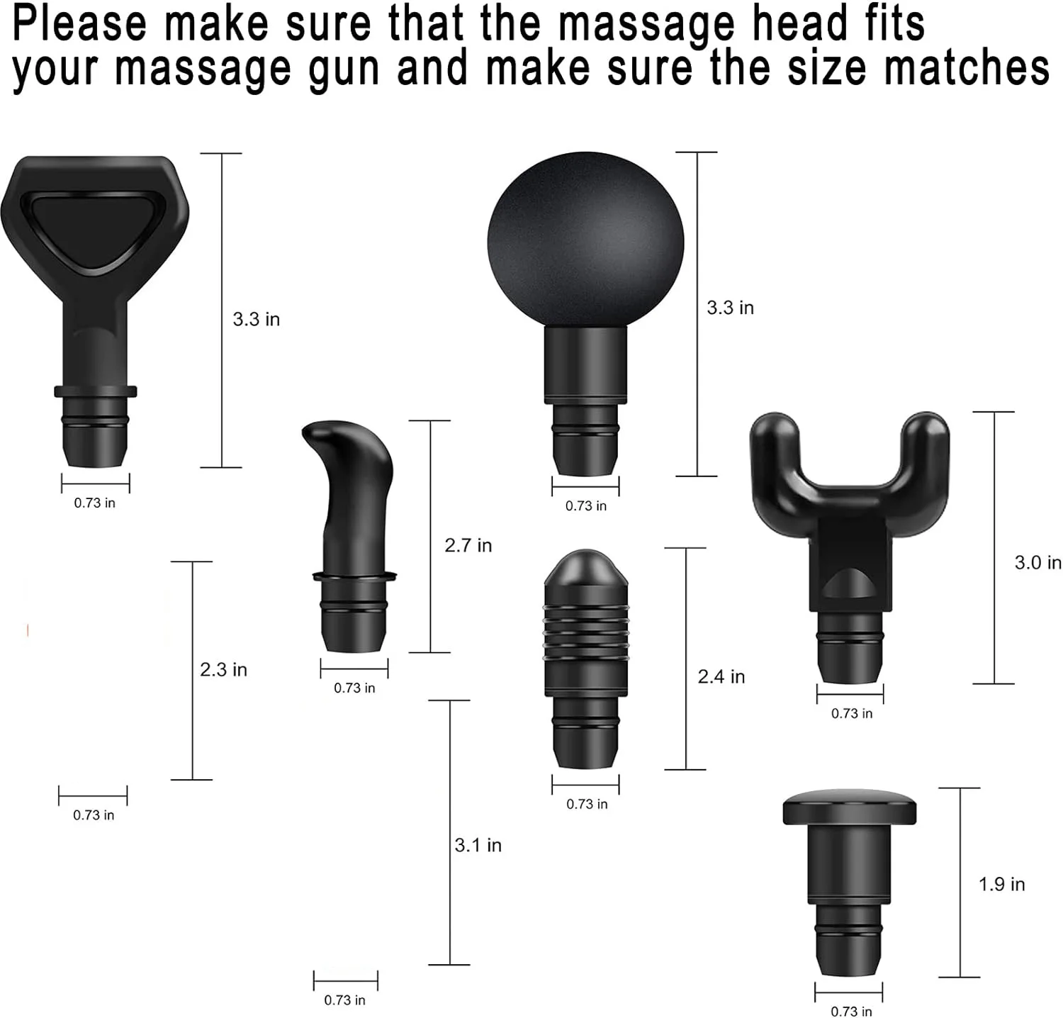 Massage Gun Heads Accessories vibration head for Fascia gun percussion Vibrators heads for massager 18mm connecting rod diameter