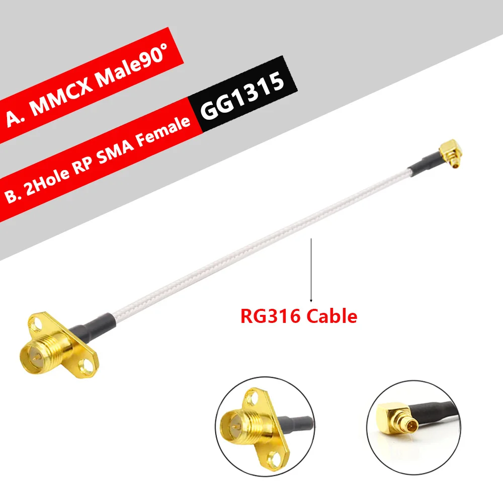 10PCS MMCX Maschio a SMA Femmina 2 Fori Flangia Montaggio A Pannello RG316 Cavo Treccia FPV Antenna Cavo di Prolunga per TBS Unify Panda RC VTX