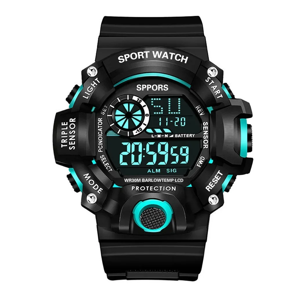 2024 Men\'s LED Digital Watch Men Sport Watches Fitness Electronic Watch Multifunction Military Sports Watches Clock Kids Gifts