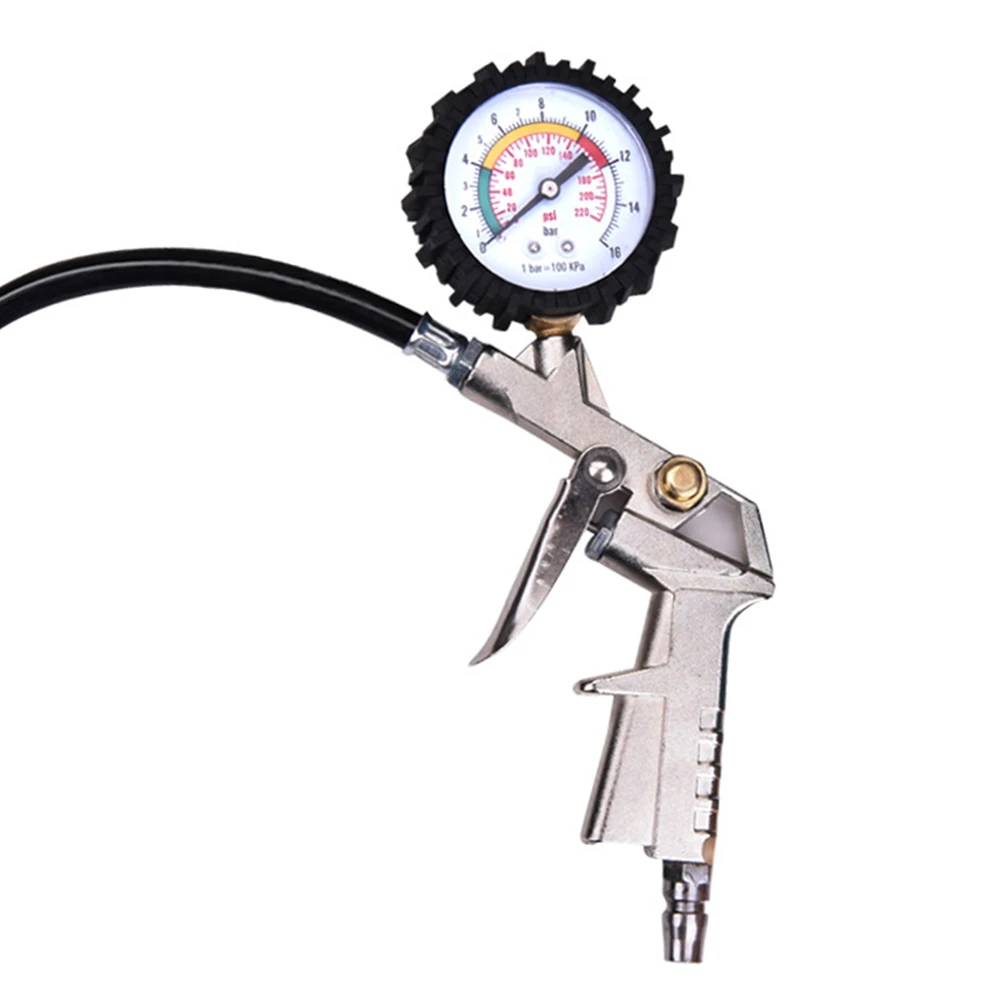 Tire Pressure Gauge Tire Inflator Pressure Gauge w/ Inflator Deflation Precise Pressure Measurement Compatible w/ Air Pump