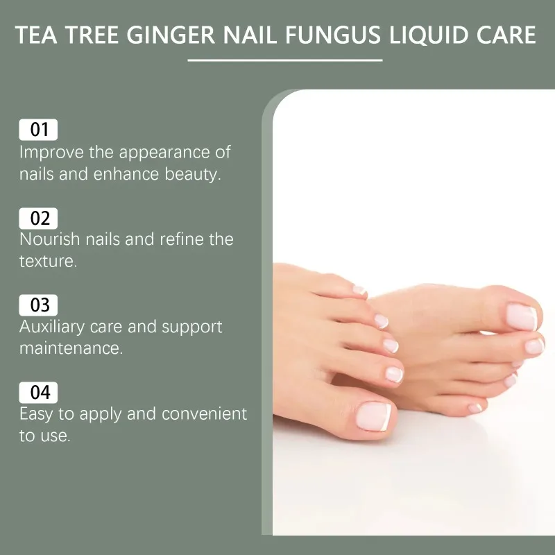 60ml Tea Tree Ginger Nail Fungus Care Solution Health Maintenance Repair Discoloration Thickening Hand Foot Nail Treatment E - view 5