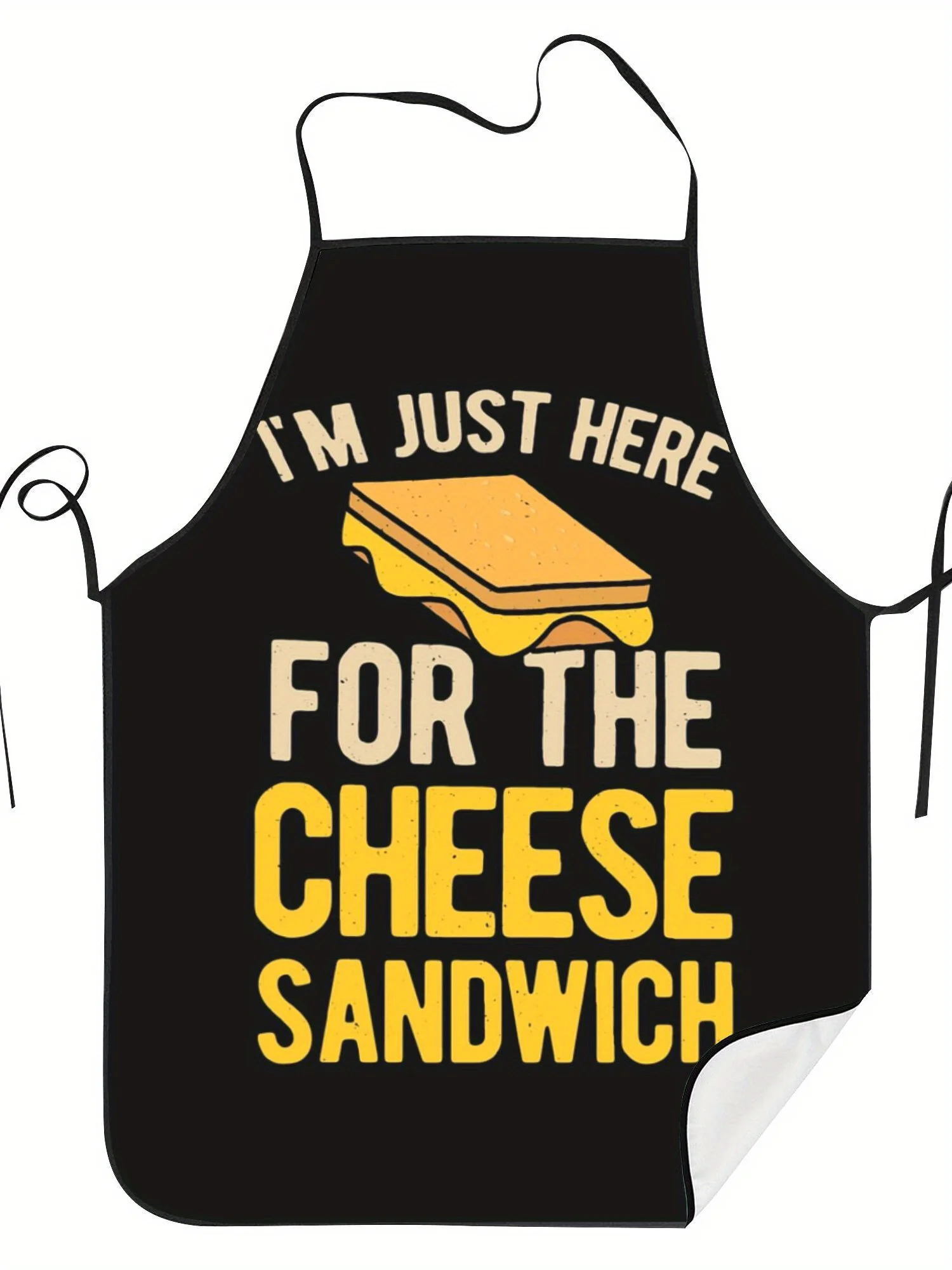 Funny I'm Just Here For Cheese Sandwich Text Print Stain Resistant Apron Home Grilling Baking Uniform Food Fan Birthday Present