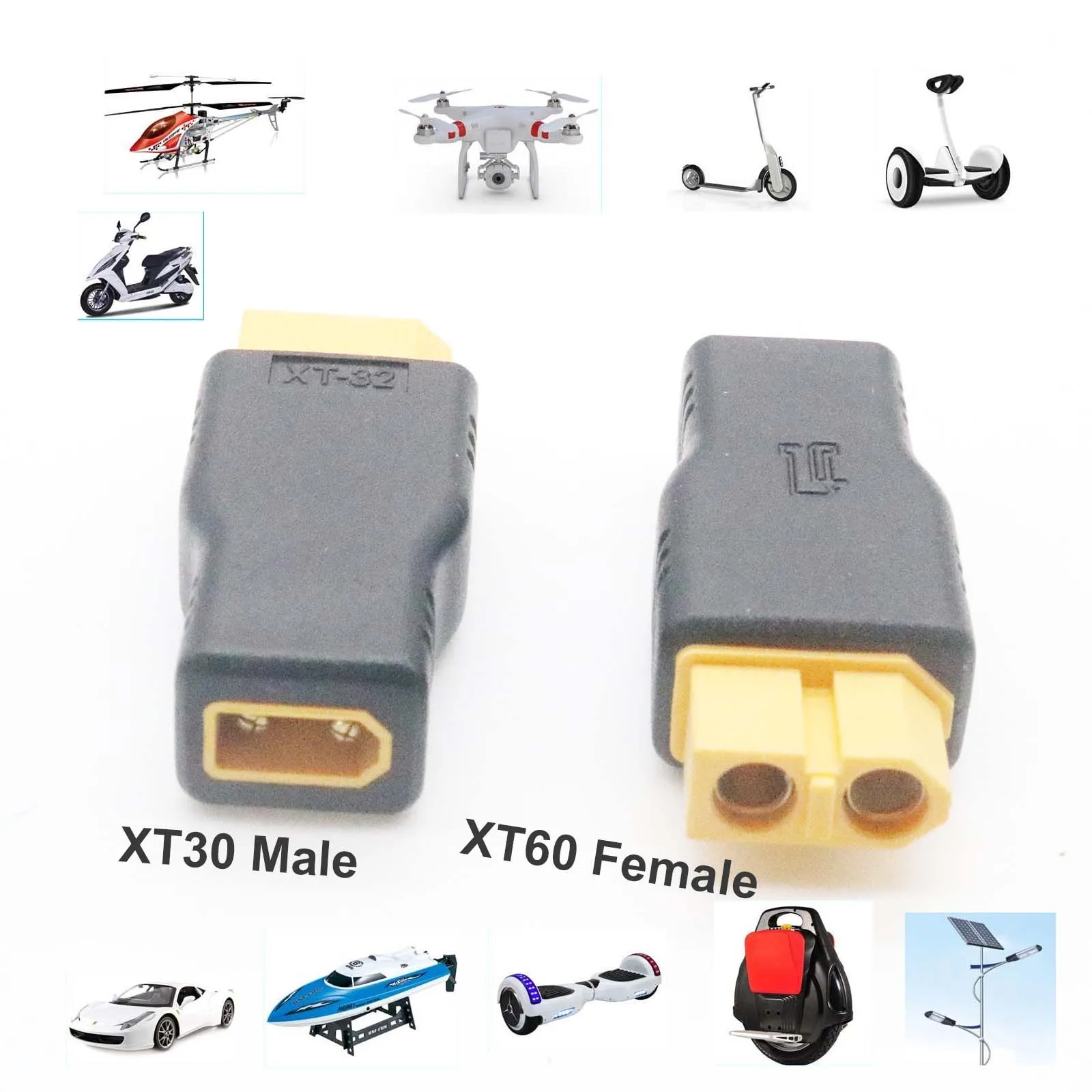 XT60 Female to XT30 Male Fast Charging Adapter for Aircraft Model RC FPV Wireless Drone Car Model Lipo NiMH Battery Charger ESC