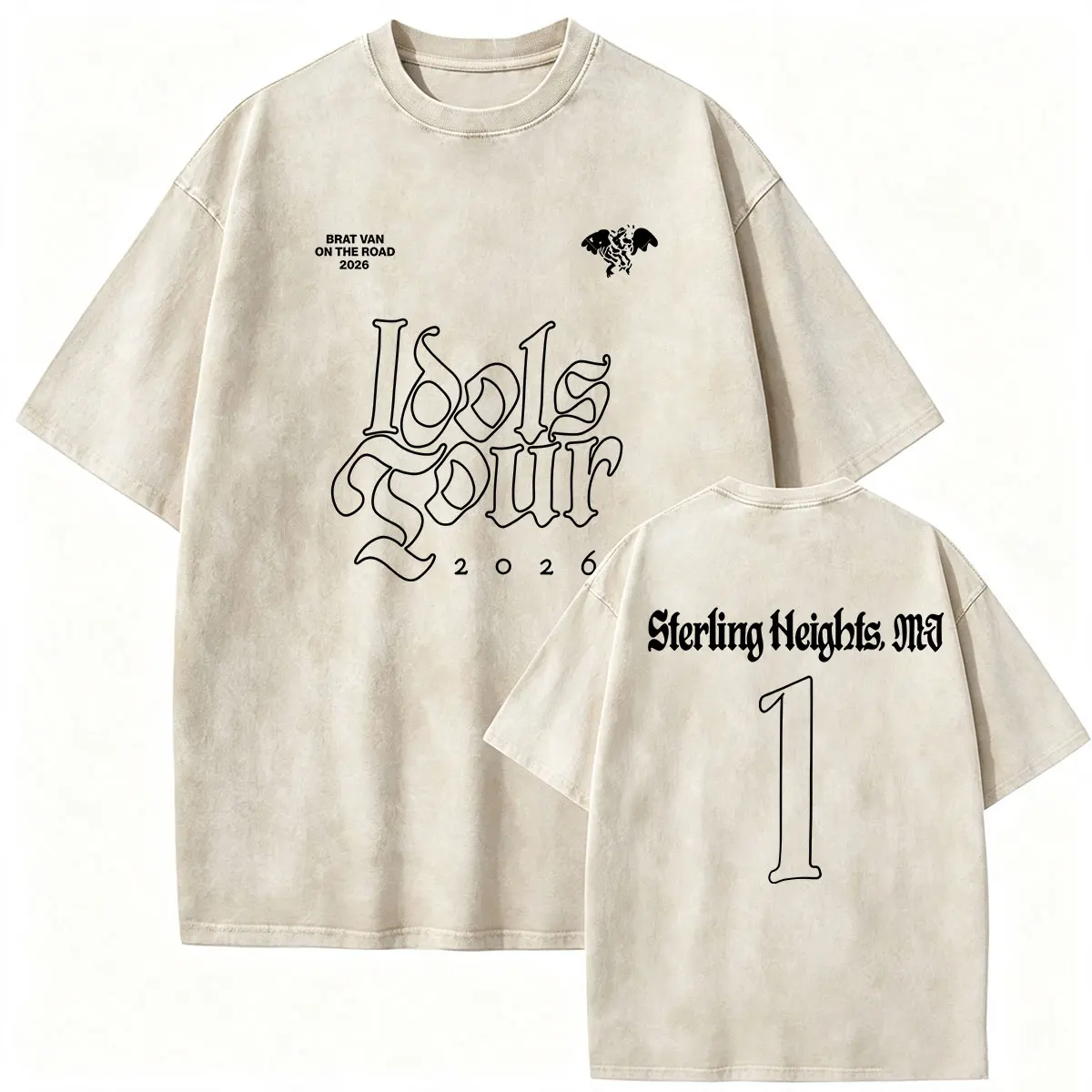YUNGBLUD Idols The World Tour Sterling Heights MJ 1 Vintage Washed T Shirts Men Women Clothing Fashion Oversized Cotton T-shirt