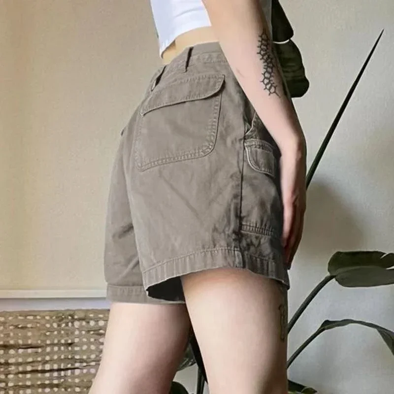 Calça curta feminina casual confortável, shorts vintage feminino, elasticidade jovem para o verão, roupas por atacado, designer de tendências, 2022, XXL