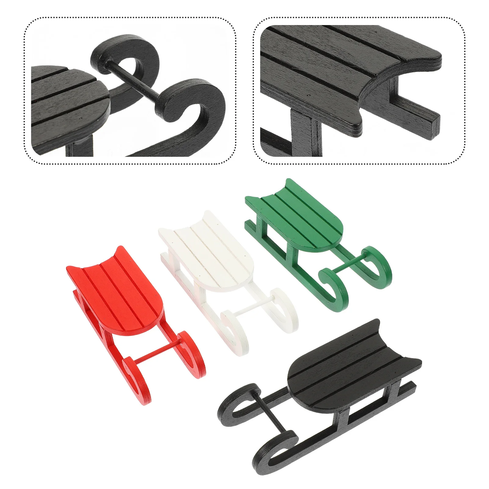 

4Pcs Wooden Christmas Sleigh Decorations Mini Sled Ornaments Tabletop Xmas Decor Home Office Holiday Gift Xmas Ornament