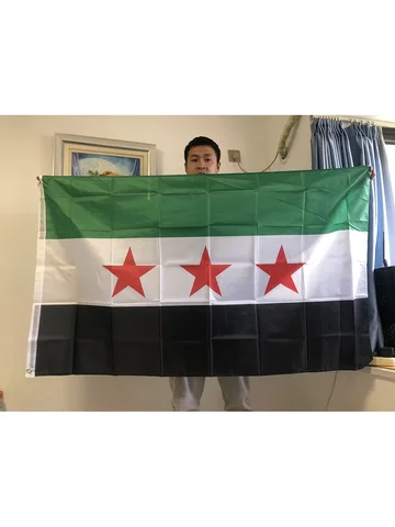 SKY FLAG Syria-Flagge, 90 x 150 cm, The Syrische arabische Republik, Syrische Dreistern-Flagge, Banner, zum Aufhängen, Heimdekoration, Flaggen