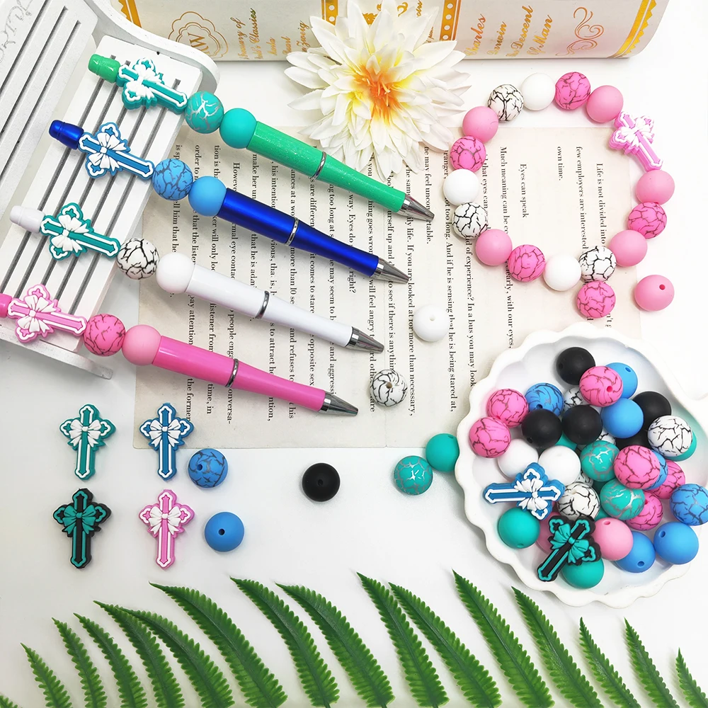 5/25/32/56PCS Butterfly Cross Silicone Bead Set, Perfect for DIY Handmade Crafts Such as Keychains, Necklaces, Bracelets, Etc