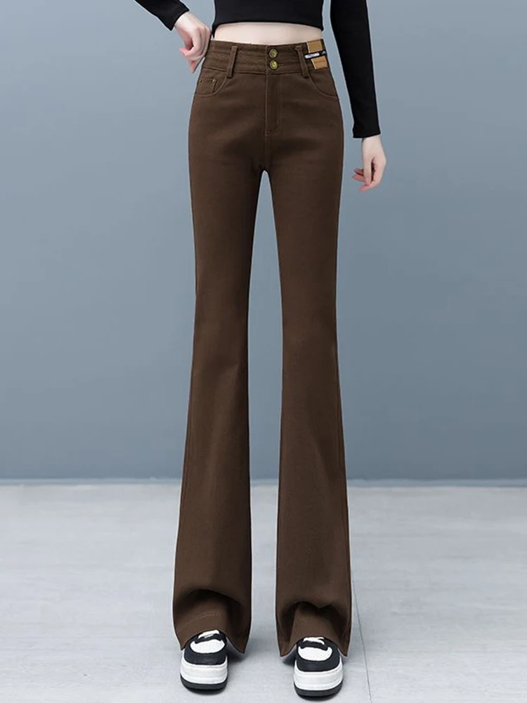 Streetwear High Waist Flare Jeans Women Slim Trend Stretch Denim Pant Elegant Straight Pantalones Black Skinny Vaqueros Korean