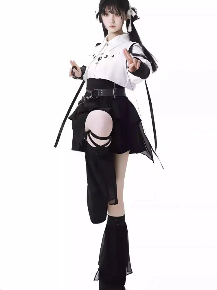 Neue Chinesische Stil Langarm Shirt Frauen + Hohe Taille Geraffte A-linie Kuchen Röcke + Y2k Slim Fit Kummerbund Drei Stück Sets