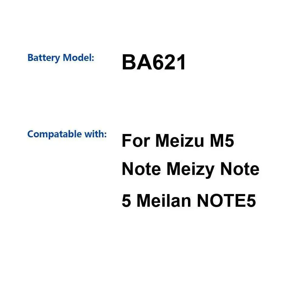 

BA621 Аккумулятор мобильного телефона 4000 мАч долговечный для Meizu M5 Note Meizy 5 Meilan ПРИМЕЧАНИЕ 5