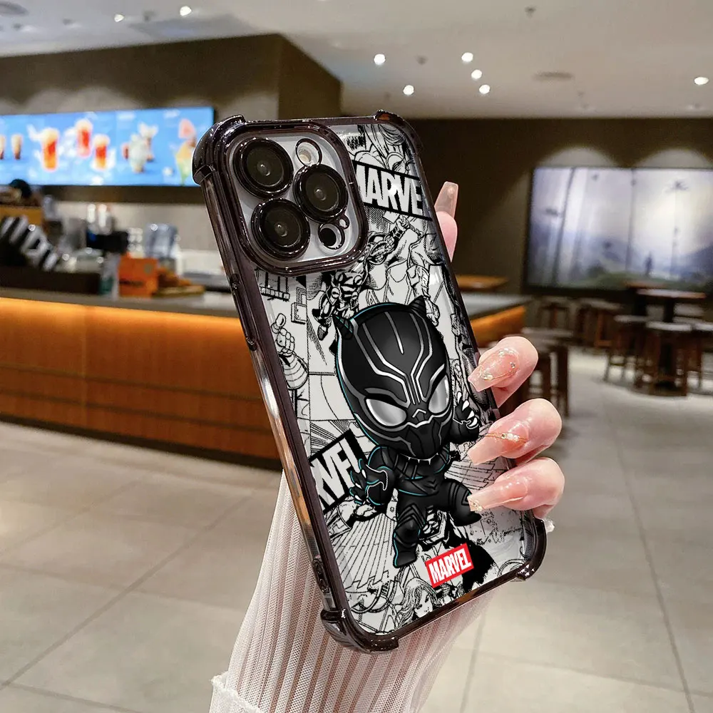 

Marvel Spiderman Black Panther Groot Case For iPhone 17 Air 16 15 14 11 12 13 Pro Max 16e 17E 15 Plus 13 Mini Fundas Phone Cover