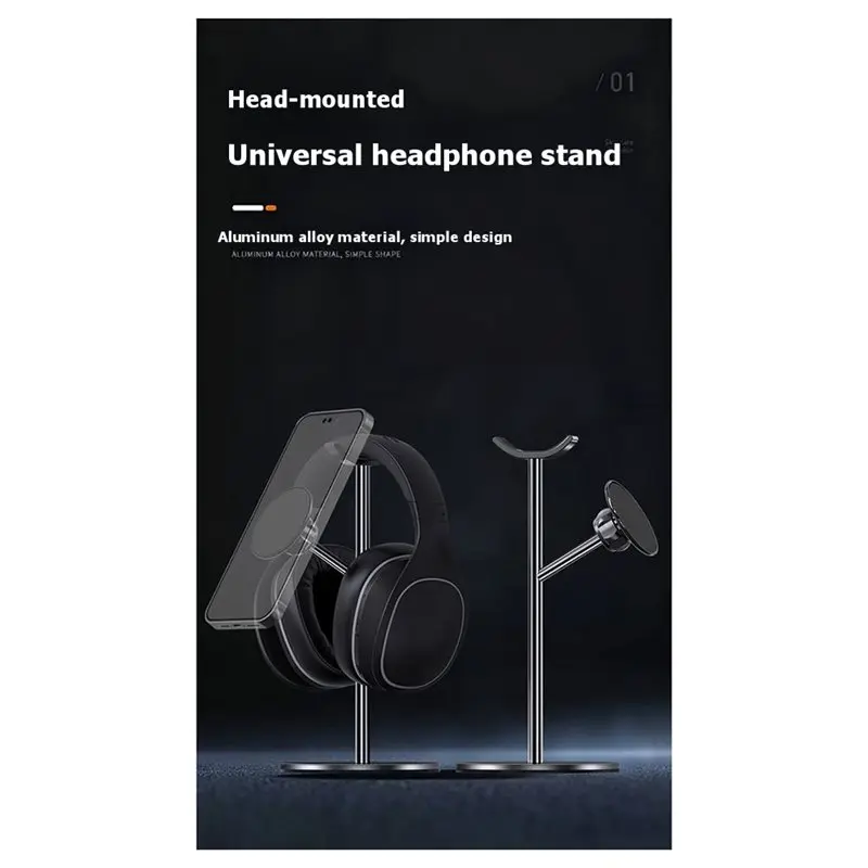 [NEW!】 For Desk Organizer-Curved Headset Holder 2-In-1 Magnetic Mount Headphone Stand Display Functionality