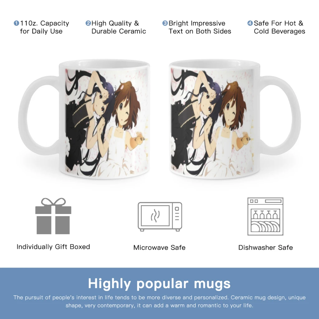 New K-ON Anime Free shipping Coffee Cups Reusable Portable Coffee Cup Dishwasher Safe Coffee Mug Coffee Tea Travel Cups